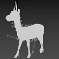 Realistic Standing Antelope With Long Horns And Brown Coat In Natural Pose