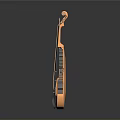 Elegant Wooden Violin With Decorative Patterns And Bow As Household Musical Item
