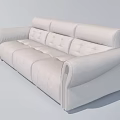 White Modern Leather Sectional Sofa with Comfortable Seats and Sleek Armrests 3d model