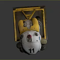 Diving Suit Character With Number 11 Metallic Armor Yellow Frame And Dome Helmet