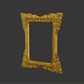 Ornate Golden Picture Frame With Intricate Carvings For Home Decor