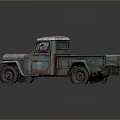 Vintage Rusted Truck Featuring Weathered Blue Green Red Paint Open Bed Classic Retro Design