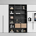 Modern Wine Cabinet Interior Design With Multiple Shelves Glassware And Decorative Items 3d model