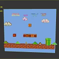 Mario Themed Commercial Decorative Device With 3D Brick Platforms Green Pipe And Clouds