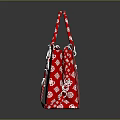 Red Handbag With White Traditional Patterns And Decorative Buckles Design 3d model