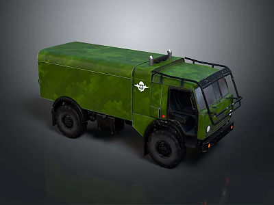 Military Green Camouflage Tank With Roof Structure And Body Emblem 3d model
