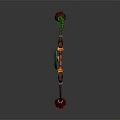 Detailed 3D Bow Model Featuring Green Circular Center And Red Decorative Elements