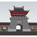 Chinese-style ancient building city gate tower 3d model