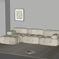 Modern Mario Multiplayer Sofa Mario Sofa Multiplayer Sofa Cream Style Middle Ancient Fabric 3d model