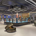 Modern Indoor Fitness Gym Featuring Boxing Ring Punching Bag Training Tires And Soccer Ball