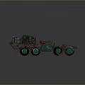 Rusty Vintage Tank With Multiple Green Wheels 3d model