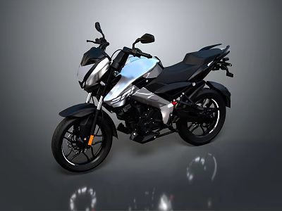Modern Sports Motorcycle With Silver And Black Streamlined Body And Alloy Wheels 3d model
