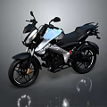 Modern Sports Motorcycle With Silver And Black Streamlined Body And Alloy Wheels