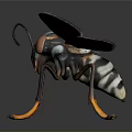 3D Rendered Fly Close Up Featuring Large Compound Eyes Transparent Wings And Orange Legs