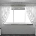 White Sheer Curtains With Tassels On Curtain Rod For Bright Room Window