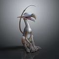 Fantasy Creature Character with Long Tail Slender Neck and Open Mouth in Sitting Posture