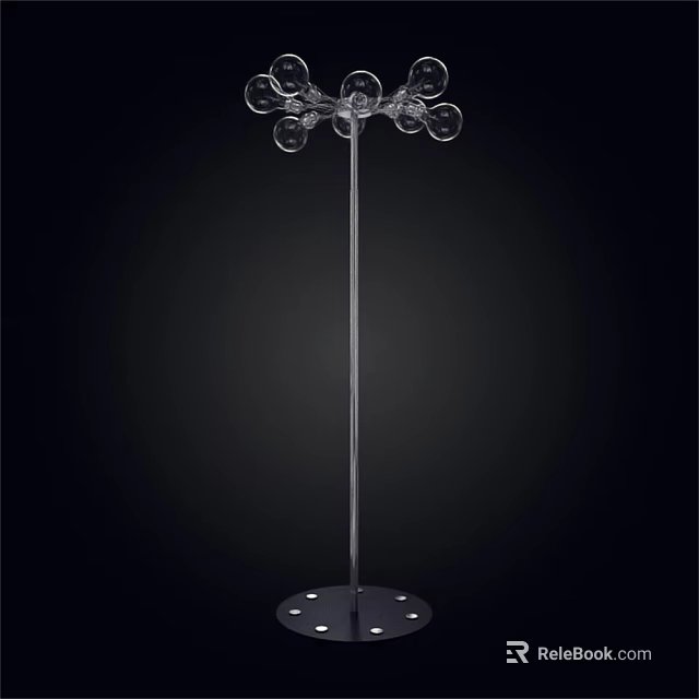 Modern Floor Lamp With Transparent Glass Globes And Sleek Metal Stand 3d model 