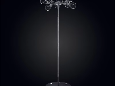 Modern Floor Lamp With Transparent Glass Globes And Sleek Metal Stand 3d model