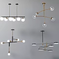 Stylish Modern Chandeliers with Metal Frames Glass Globes and Multiple Bulbs for Home Interiors