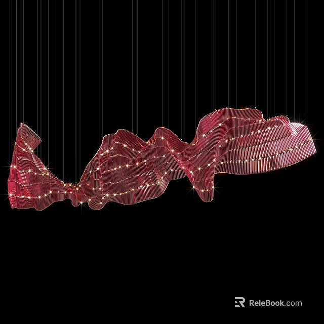 Unique Wavy Red Mesh Wall Lamp with LED Glowing Modern Decorative Design 3d model 