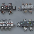 Various Modern Dining Table Combinations With Rectangular Tabletop Matching Chairs And Decorative Items 3d model