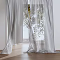 Lightweight Translucent White Curtains With Sunlight And Tree View In Bright Room