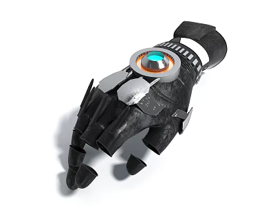 Futuristic Mechanical Glove Weapon with Metallic Components Sharp Fingers and Glowing Core 3d model