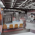 Modern Tech Inspired Clothing Store With Glowing HCGE Logo Vehicle Design Elements And Clothing Displays