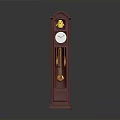 Red Grandfather Clock With Yellow Bird Decoration White Face And Pendulum For Home Decor