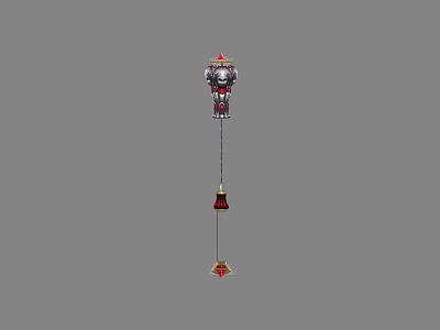 Fantasy Weapon With Ornate Top Long Shaft Red And Gold Decorative Base 3d model