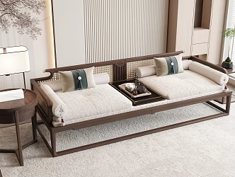 New Chinese Double Sofa Living Room Sofa 3d model