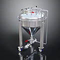 Stainless Steel Industrial Tank With Conical Bottom Mobile Wheels And Top Valves