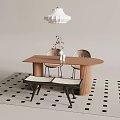 Quiet style dining table and chair combination 3d model