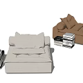 Cozy White And Tan Single Sofas With Stacks Of Books Next To Them