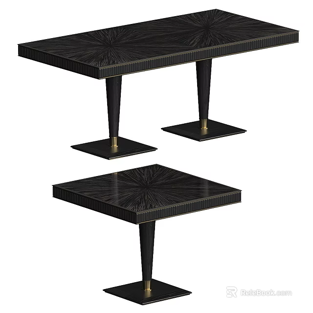Set of Two Modern Black Tables With Textured Surface And Unique Gold Accent Legs 3d model 