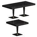 Set of Two Modern Black Tables With Textured Surface And Unique Gold Accent Legs