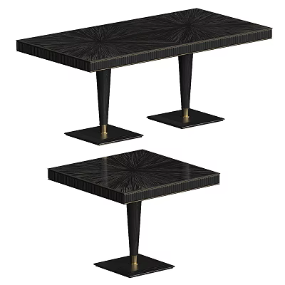 Set of Two Modern Black Tables With Textured Surface And Unique Gold Accent Legs 3d model