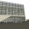 Modern Geometric Architectural Exterior Design With Glass Facade And Stone Walls