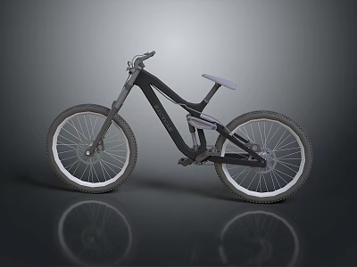 Black Mountain Bike With White Seat Modern Frame And Large Tires 3d model