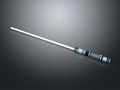 Long White Rod Tool With Black And Silver Striped End Design 3d model