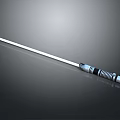 Long White Rod Tool With Black And Silver Striped End Design