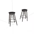 Modern Metal Bar Stools With Round Seats And Black Frame Design