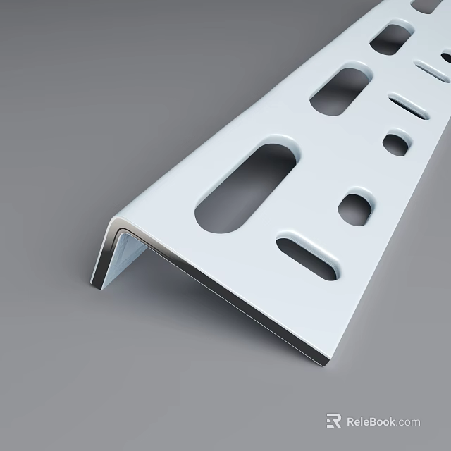 White Perforated Industrial Metal Bracket Featuring Various Holes For Structural Support 3d model 