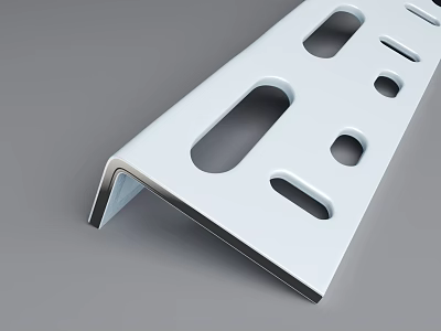 White Perforated Industrial Metal Bracket Featuring Various Holes For Structural Support 3d model