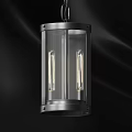 Modern Industrial Pendant Light With Black Metal Frame Transparent Shade And Two Bulbs