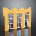 Elegant Yellow Curtains With Draped Design For Three Home Windows