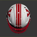 Riddell Football Helmet With White Shell Red Stripes And Red Facemask