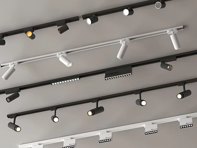 Modern Track Mounted Black And White Downlights And Spotlights For Ceiling Lighting 3d model
