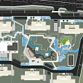 Garden Landscape Design Layout With Curved Paths Green Areas And Water Elements