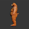 Orange Anthropomorphic Bear Tiger Game Movie Character With Muscular Build And White Chest Marking